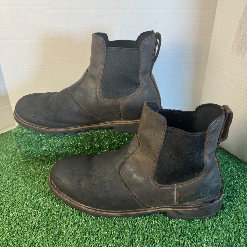 Carhartt Mens Chelsea Work Boots Brown Leather Water Resistant FN5155-M Size 12